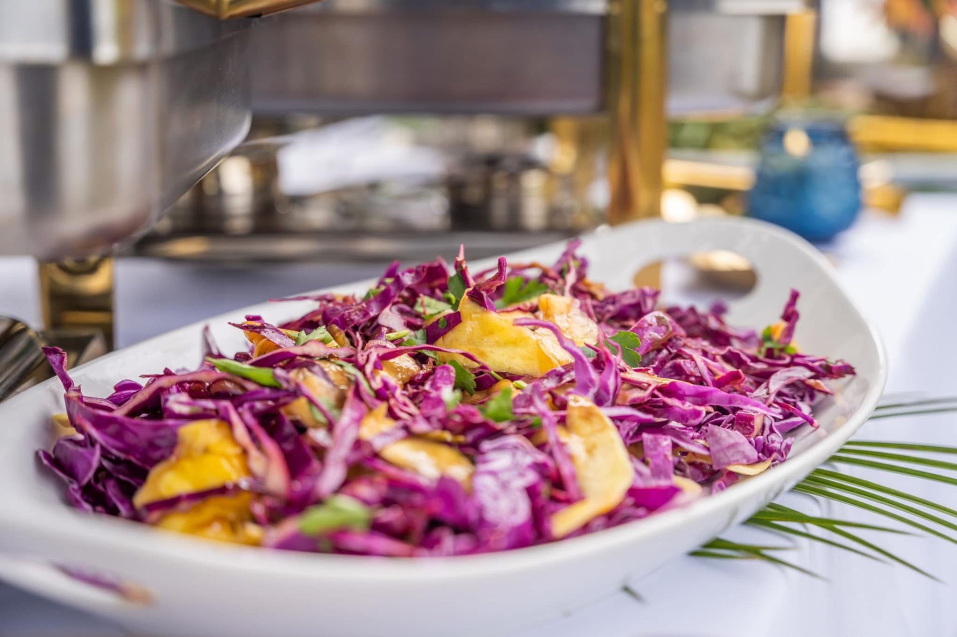 Vibrant purple cabbage and mango slaw